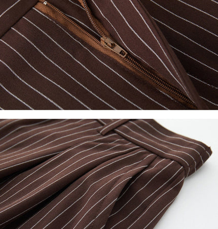 TALKLESSFASHION Old Money Pleated Striped Shorts