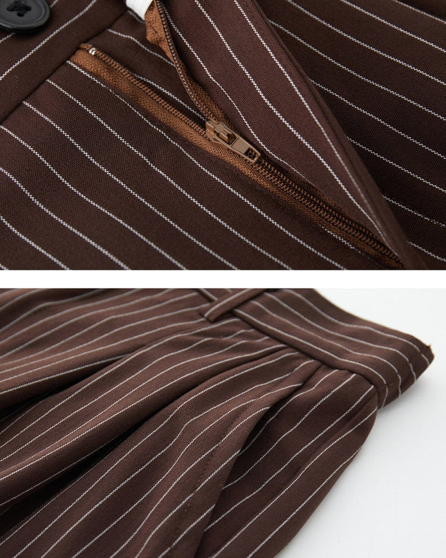 TALKLESSFASHION Old Money Pleated Striped Shorts