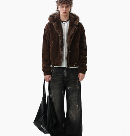 TALKLESSFASHION Old Money Suede Wool Collar Jacket