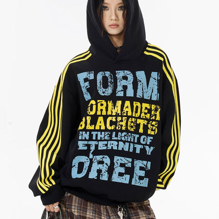 TALKLESSFASHION OREETA American vintage mottled distressed letter print hoodie hoodie men's and women's trendy couple hoodies