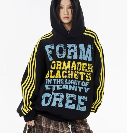 THETLSTUDIO OREETA American vintage mottled distressed letter print hoodie hoodie men's and women's trendy couple hoodies