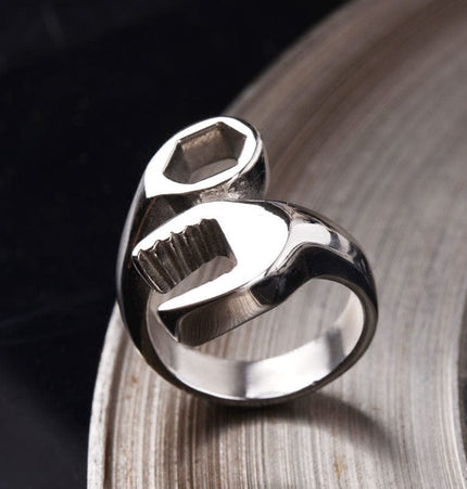 TALKLESSFASHION Original trendy brand punk Harley, trendy men's ring, single, European and American retro, domineering, simple personality, student ring black