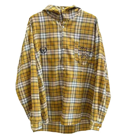 THETLSTUDIO OV original American vintage plaid casual hooded shirt jacket men's and women's fall loose couple long sleeve shirt tide