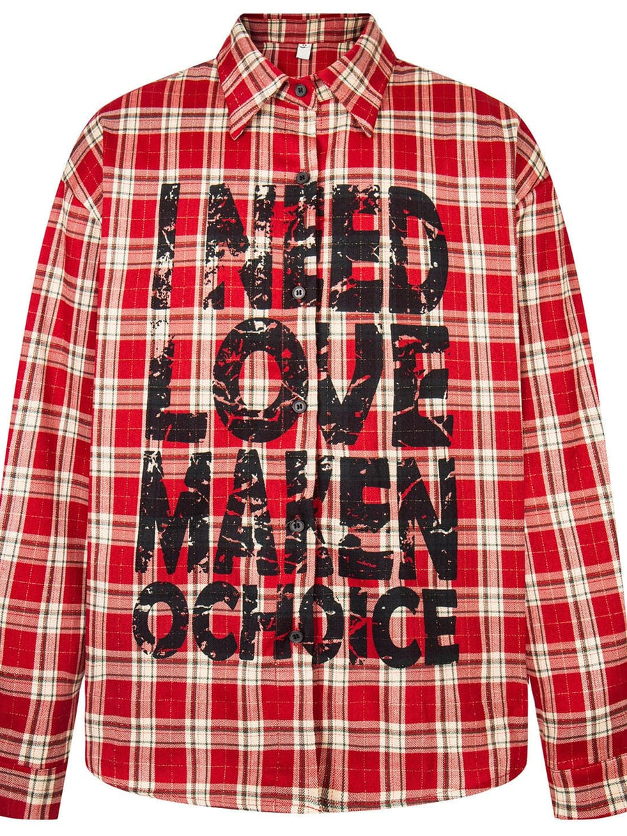 THETLSTUDIO OV original American vintage plaid mottled letter print long sleeve shirt men's and women's autumn loose casual shirt trend