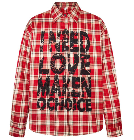 THETLSTUDIO OV original American vintage plaid mottled letter print long sleeve shirt men's and women's autumn loose casual shirt trend