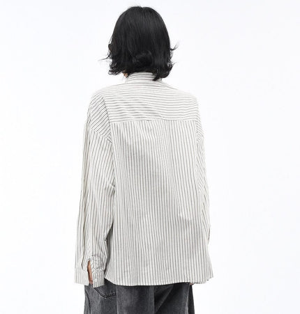 THETLSTUDIO OV original American vintage striped shawl design long sleeve shirt men's and women's autumn street loose casual shirt trend