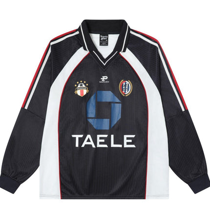 THETLSTUDIO OV Original American Vintage V-Neck Jersey Printed Long Sleeve T-Shirt Men's and Women's Autumn Loose Raglan Sleeve Couple Top Tide