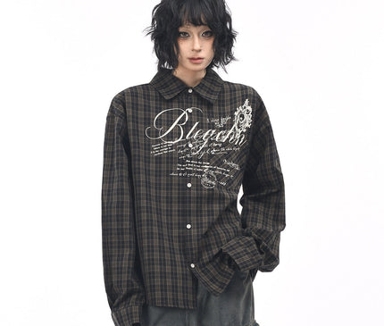 TALKLESSFASHION OV original autumn new American retro plaid shirt jacket men's and women's loose casual shirt long-sleeved top trend