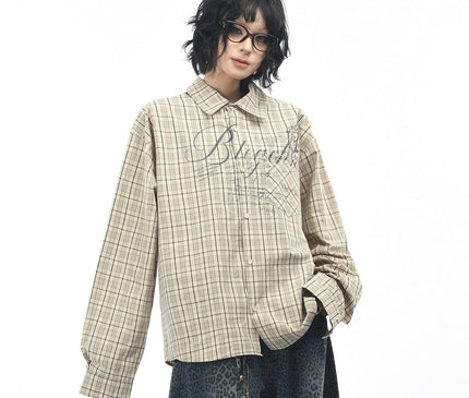TALKLESSFASHION OV original autumn new American retro plaid shirt jacket men's and women's loose casual shirt long-sleeved top trend