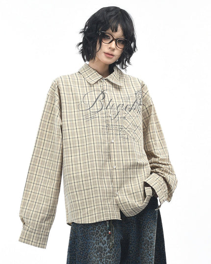 TALKLESSFASHION OV original autumn new American retro plaid shirt jacket men's and women's loose casual shirt long-sleeved top trend