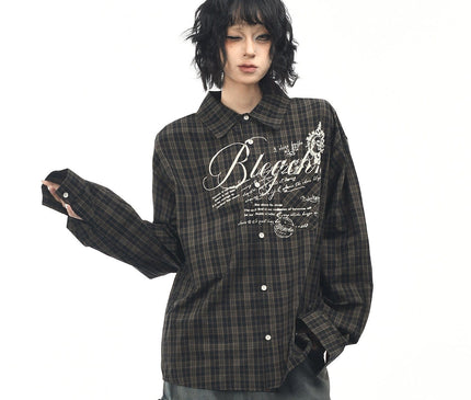TALKLESSFASHION OV original autumn new American retro plaid shirt jacket men's and women's loose casual shirt long-sleeved top trend