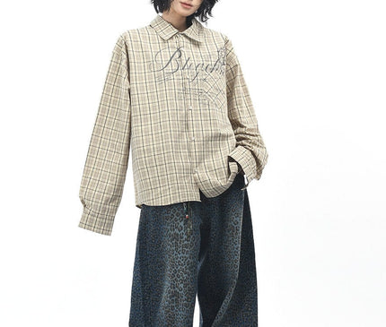 TALKLESSFASHION OV original autumn new American retro plaid shirt jacket men's and women's loose casual shirt long-sleeved top trend