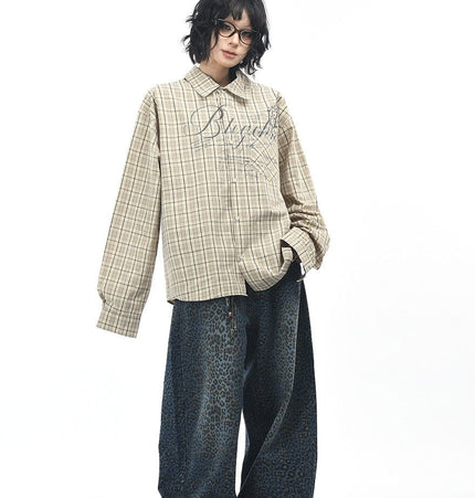 TALKLESSFASHION OV original autumn new American retro plaid shirt jacket men's and women's loose casual shirt long-sleeved top trend