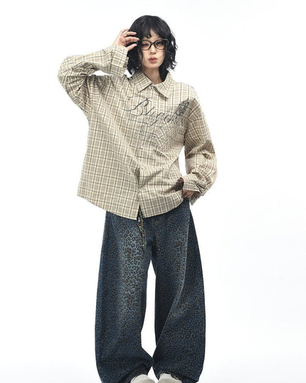 TALKLESSFASHION OV original autumn new American retro plaid shirt jacket men's and women's loose casual shirt long-sleeved top trend