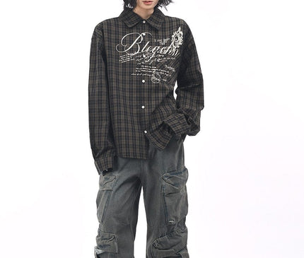 TALKLESSFASHION OV original autumn new American retro plaid shirt jacket men's and women's loose casual shirt long-sleeved top trend