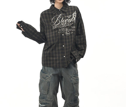 TALKLESSFASHION OV original autumn new American retro plaid shirt jacket men's and women's loose casual shirt long-sleeved top trend