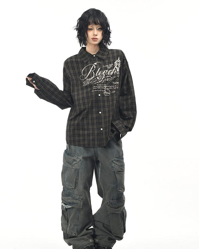 TALKLESSFASHION OV original autumn new American retro plaid shirt jacket men's and women's loose casual shirt long-sleeved top trend