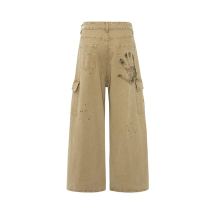 TALKLESSFASHION palm print design casual cargo trousers