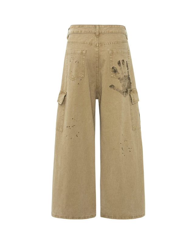 TALKLESSFASHION palm print design casual cargo trousers