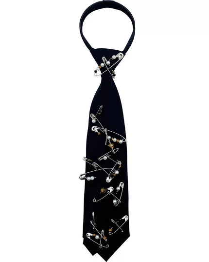TALKLESSFASHION Pearl Tiger's Eye Tie - Black Le Chao pearl tiger eye tie