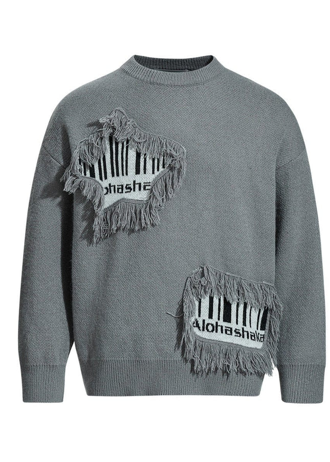 TALKLESSFASHION Pentagram Fringe Knit Sweater