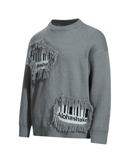 TALKLESSFASHION Pentagram Fringe Knit Sweater