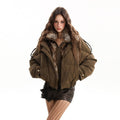 TALKLESSFASHION Pilot PU Fur Collar Padded Jacket