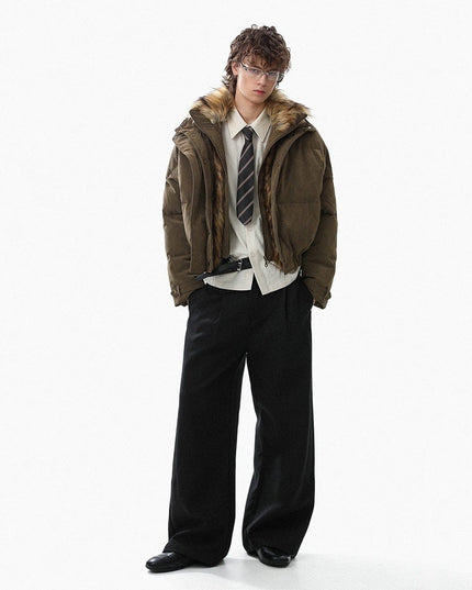 TALKLESSFASHION Pilot PU Fur Collar Padded Jacket