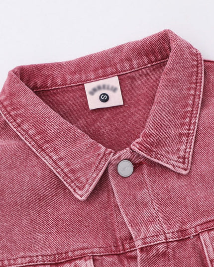 TALKLESSFASHION Pink Worn Stitching Edging Jacket—5559