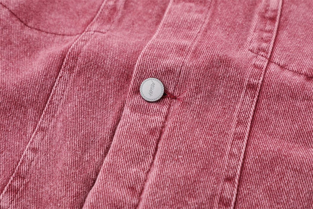 TALKLESSFASHION Pink Worn Stitching Edging Jacket—5559