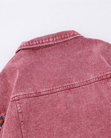 TALKLESSFASHION Pink Worn Stitching Edging Jacket—5559