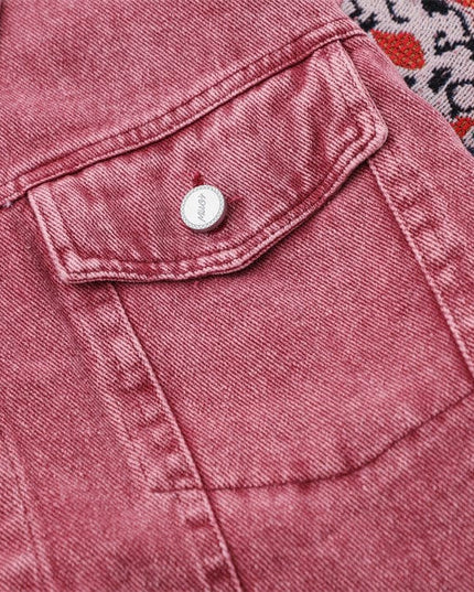 TALKLESSFASHION Pink Worn Stitching Edging Jacket—5559
