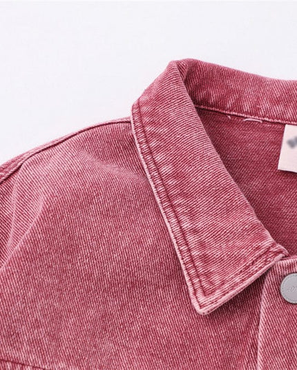 TALKLESSFASHION Pink Worn Stitching Edging Jacket—5559