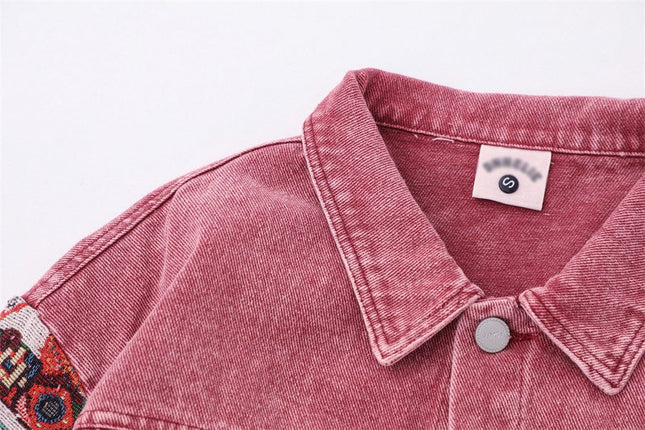 TALKLESSFASHION Pink Worn Stitching Edging Jacket—5559