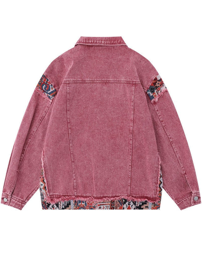 TALKLESSFASHION Pink Worn Stitching Edging Jacket—5559