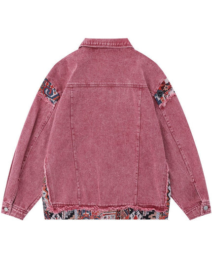 TALKLESSFASHION Pink Worn Stitching Edging Jacket—5559