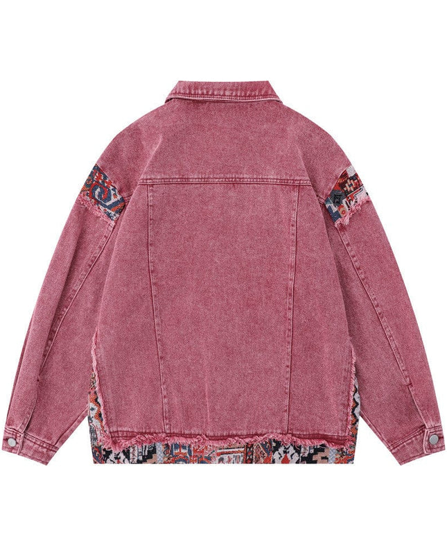 TALKLESSFASHION Pink Worn Stitching Edging Jacket—5559