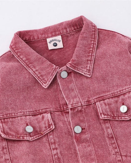 TALKLESSFASHION Pink Worn Stitching Edging Jacket—5559