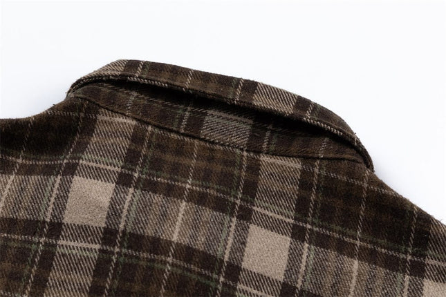 TALKLESSFASHION Plaid Trendy Hole & Patch shirt—2115