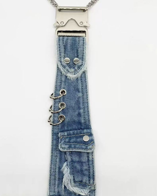 TALKLESSFASHION Pocket denim tie trend denim tie