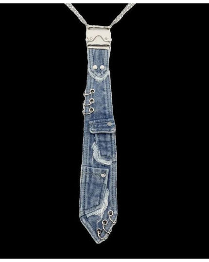 TALKLESSFASHION Pocket denim tie trend denim tie