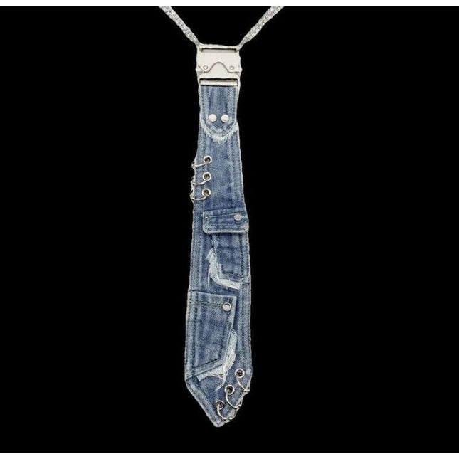 TALKLESSFASHION Pocket denim tie trend denim tie
