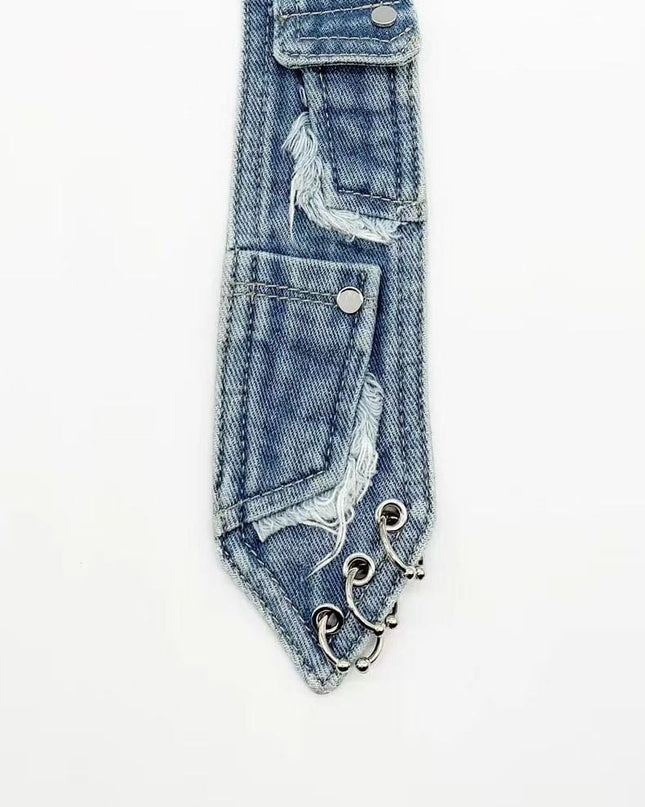 TALKLESSFASHION Pocket denim tie trend denim tie