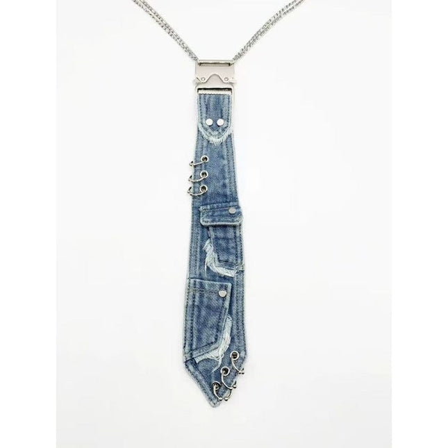 TALKLESSFASHION Pocket denim tie trend denim tie