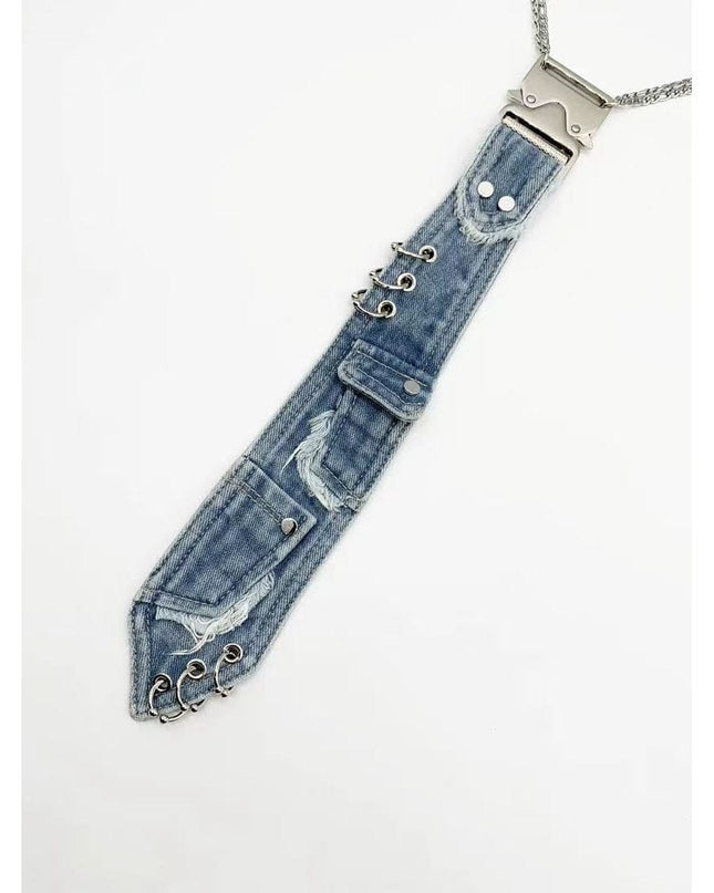 TALKLESSFASHION Pocket denim tie trend denim tie