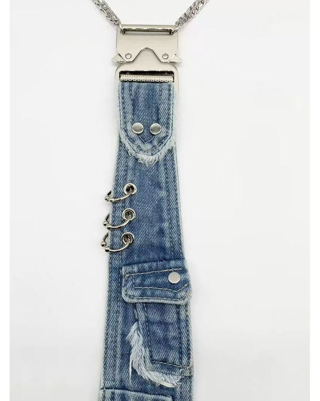 TALKLESSFASHION Pocket denim tie trend denim tie