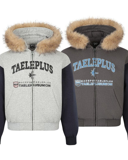 TALKLESSFASHION Printed Fur Collar Knit Jacket