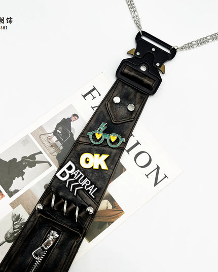 TALKLESSFASHION PU Leather Zipper Organ Bag Tie (In Stock) Lechao PU leather tie