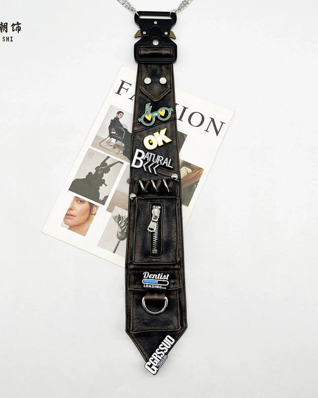 TALKLESSFASHION PU Leather Zipper Organ Bag Tie (In Stock) Lechao PU leather tie