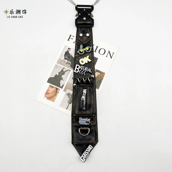 Lechao PU leather tie